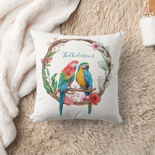 Personalisierte Papageien Macaw Birds farbenfrohe  Kissen (Decke)