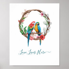 Personalisierte Papageien Macaw Birds farbenfrohe Poster