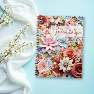 Personalisierte Papierblumen spiralgebunden Notizblock