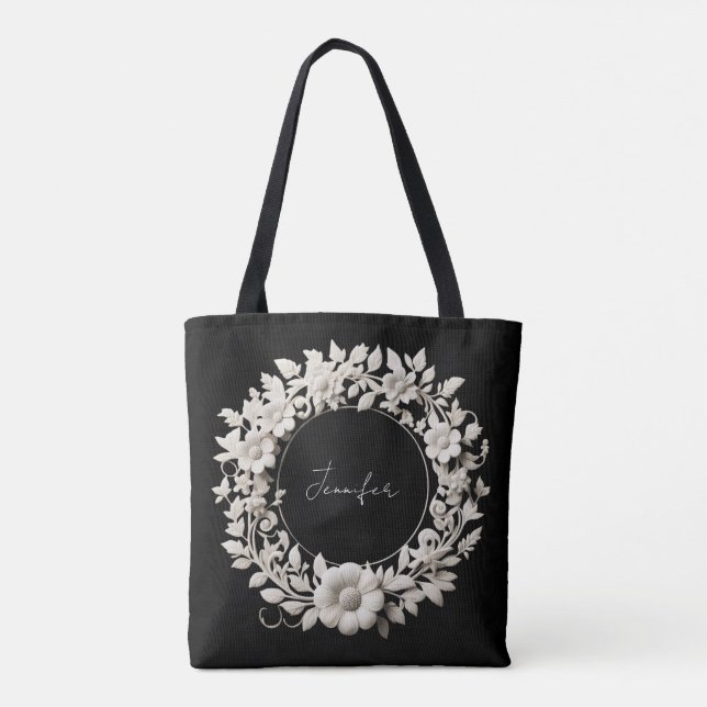 personalisierte Papierblumenrahmen-Tasche  (Rückseite)