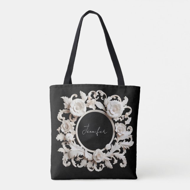 personalisierte Papierblumenrahmen-Tasche  (Rückseite)