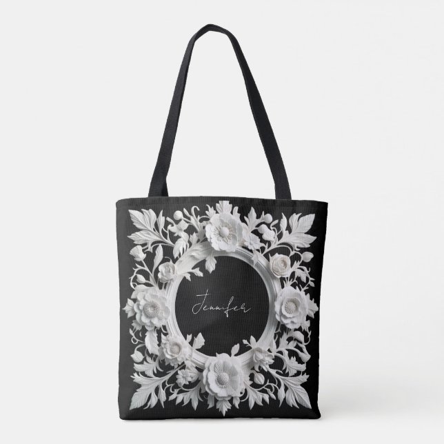 personalisierte Papierblumenrahmen-Tasche  (Rückseite)