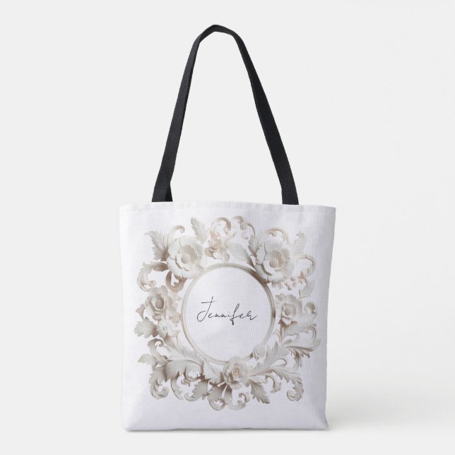 personalisierte Papierblumenrahmen-Tasche  (Rückseite)