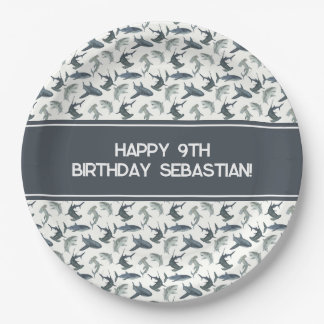 Personalisierte Papierplatte | Aquarellhaie Pappteller