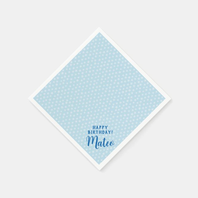 Personalisierte Papierserviette mit blauem Stern (Ecke)