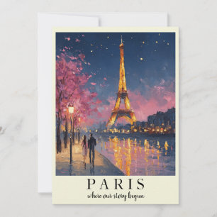 Personalisierte Paris-Nacht-Flachkarte Benutzerd Karte
