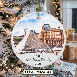 Personalisierte Pariser Ornamente, Frankreich, Lou Keramik Ornament