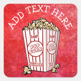 PERSONALISIERTE Party-Popcorn-Aufkleber Quadratischer Aufkleber