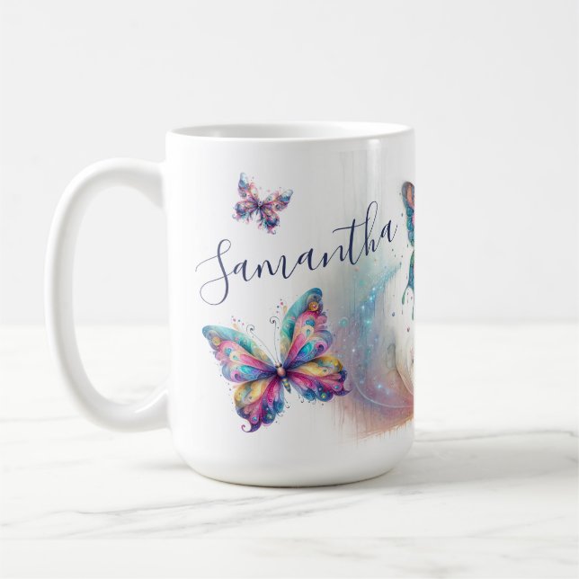 Personalisierte Pasta Butterfly Art Café Kaffeetasse (Links)