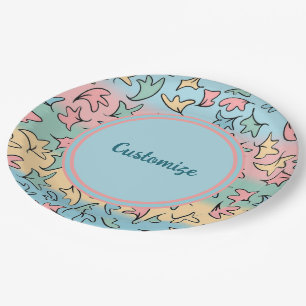Personalisierte Pastel-Blätter farbenfroh Pappteller