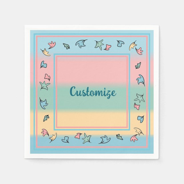 Personalisierte Pastel-Blätter farbenfroh Serviette (Vorderseite)
