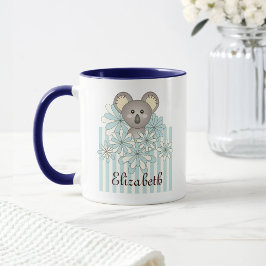 Personalisierte Pastel Blau Niedlicher Koala Bär K Tasse