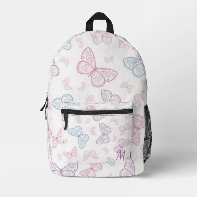 Personalisierte Pastel-Butterfliegen Bedruckter Rucksack (Vorderseite)