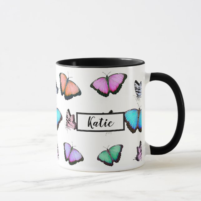 Personalisierte Pastel-Butterfliegen Tasse (Rechts)