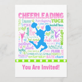 Personalisierte Pastel Cheerleading Words Typograf Einladung