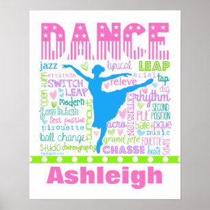 Personalisierte Pastel Dancer Words Typografie Poster