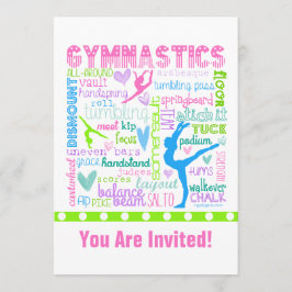 Personalisierte Pastel Gymnastik Worte Typografie Einladung