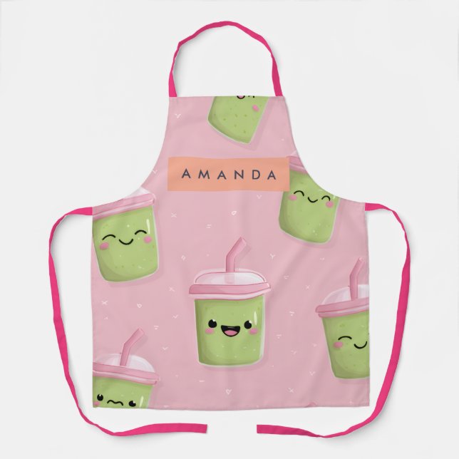 Personalisierte Pastel Kawaii Matcha Milk Tee Schürze (Vorderseite)