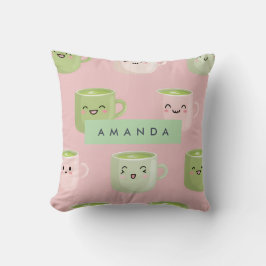 Personalisierte Pastel Kawaii Matcha Teemuster Kissen