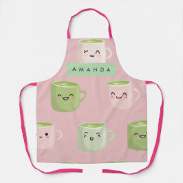 Personalisierte Pastel Kawaii Matcha Teemuster Schürze