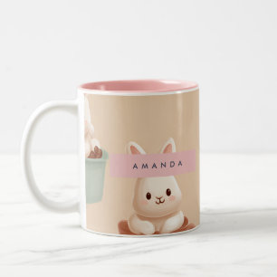 Personalisierte Pastel Macarons & Almond Muster Zweifarbige Tasse