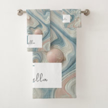Personalisierte Pastel Marmor Badezimmer Handtuchs