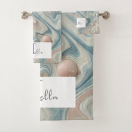 Personalisierte Pastel Marmor Badezimmer Handtuchs Badhandtuch Set