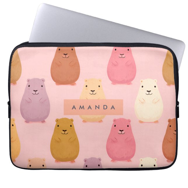 Personalisierte Pastel Niedlich Capybara Muster Laptopschutzhülle (Vorderseite)