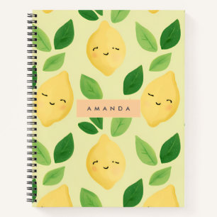 Personalisierte Pastel Niedlich Lemon Muster Notizbuch