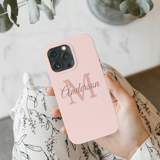 Personalisierte Pastel Pink iPhone Case | Monogram (Von Creator hochgeladen)