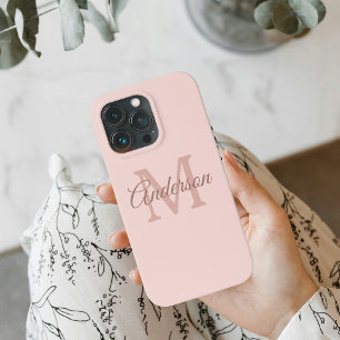 Personalisierte Pastel Pink iPhone Case Monogram 13 Pro Hülle