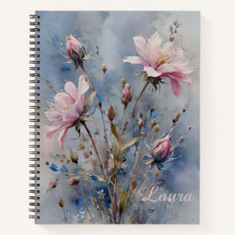 Personalisierte Pastel Pink Roses Wasserfarbe Spir Notizbuch