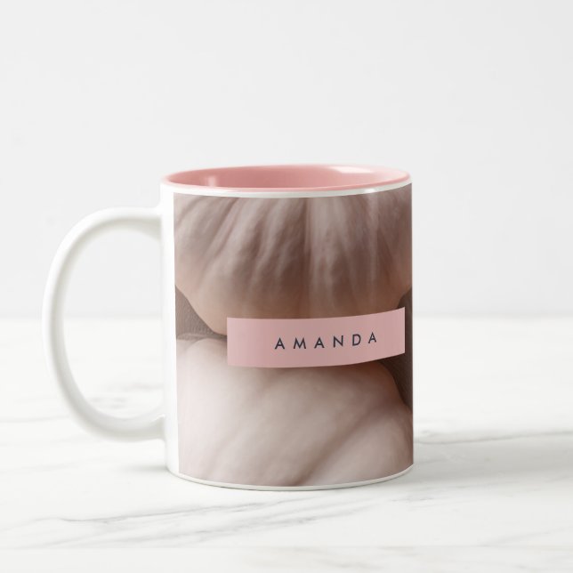 Personalisierte Pastel Pumpkin mit Goldsteg Zweifarbige Tasse (Links)