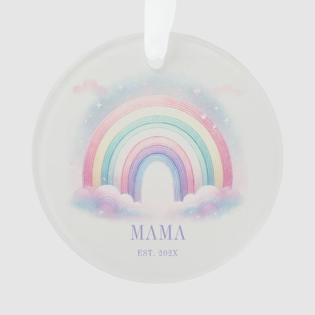 Personalisierte Pastel Rainbow Acryldekoration Ornament (Vorderseite)