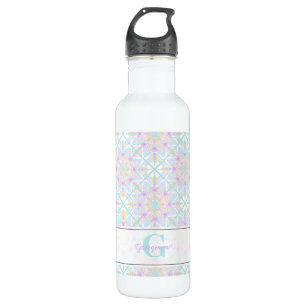 Personalisierte Pastel Rainbow Floral Mandala gete Edelstahlflasche