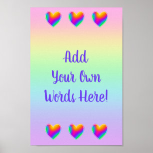 Personalisierte Pastel Rainbow Hearts Poster