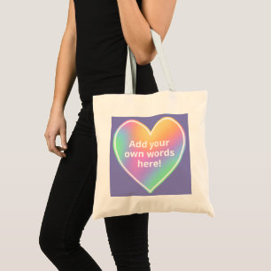 Personalisierte Pastel Rainbow Herztote Tasche