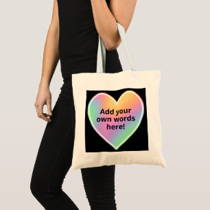 Personalisierte Pastel Rainbow Herztote Tasche