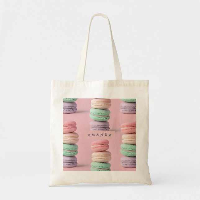 Personalisierte Pastel Rainbow Macaron Tragetasche (Vorne)