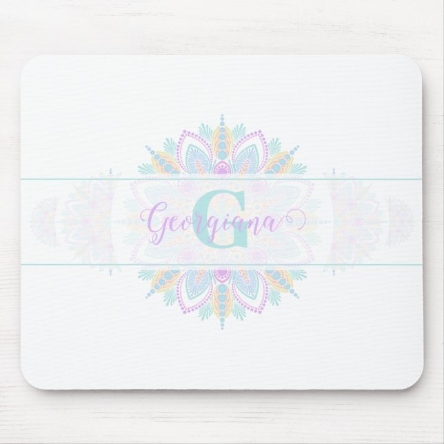 Personalisierte Pastel Rainbow Ornamental Dot Mand Mousepad (Vorne)