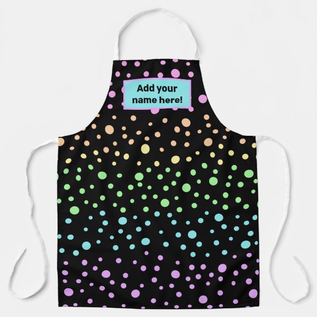 Personalisierte Pastel Rainbow Polka Dot Schürze (Vorderseite)