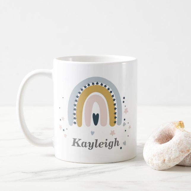 Personalisierte Pastel-Rainbow-Tasse Kaffeetasse (Mit Donut)