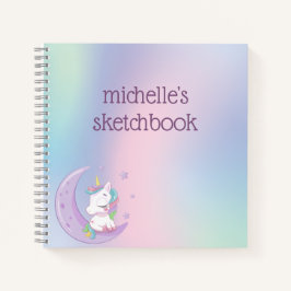 Personalisierte Pastel Rainbow Unicorn Notizbuch