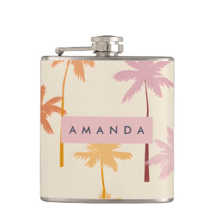 Personalisierte Pastel Tropical Sunset Palm Tree Flachmann