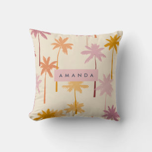 Personalisierte Pastel Tropical Sunset Palm Tree Kissen