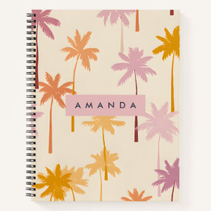 Personalisierte Pastel Tropical Sunset Palm Tree Notizbuch