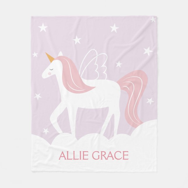 Personalisierte Pastel Unicorn Fleece Blanket (Vorderseite)
