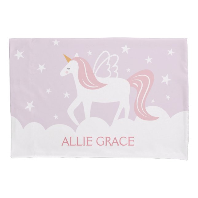 Personalisierte Pastel Unicorn Kissen Fall Kissenbezug (Vorderseite)
