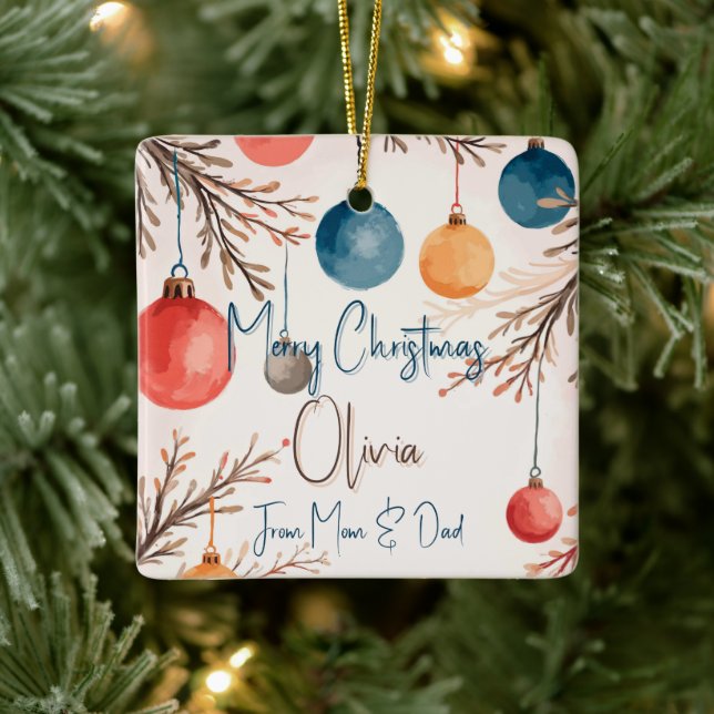 Personalisierte Pastel Wasserfarben Ornament (Baum)