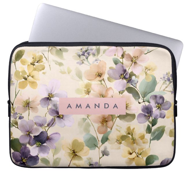 Personalisierte Pastelfarben Blume Laptopschutzhülle (Vorderseite)